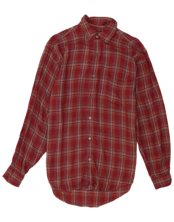 Marks & Spencer Mens Flannel Shirt Small Red Check Viscose