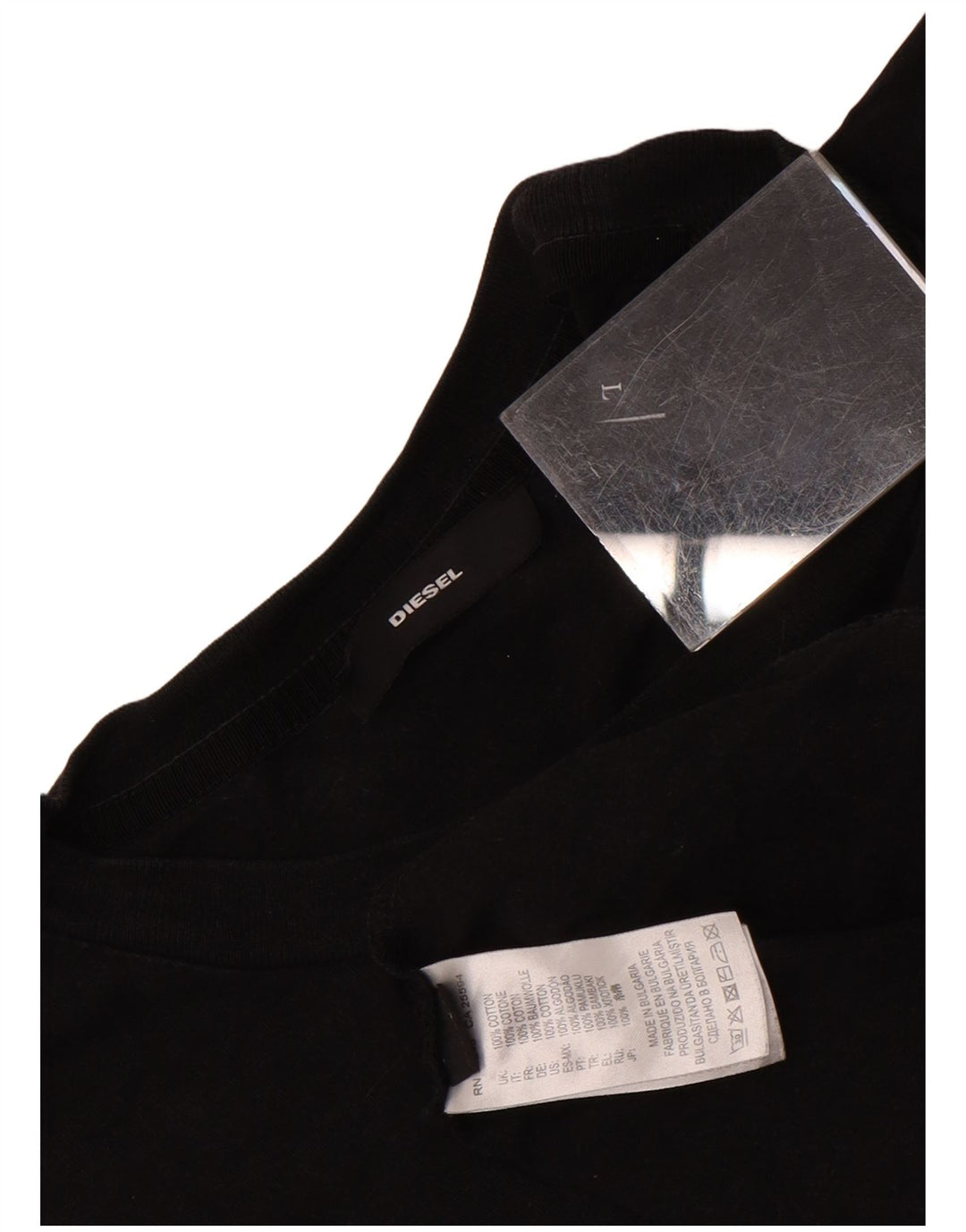 Diesel Mens Graphic T-Shirt Top Large Black Cotton