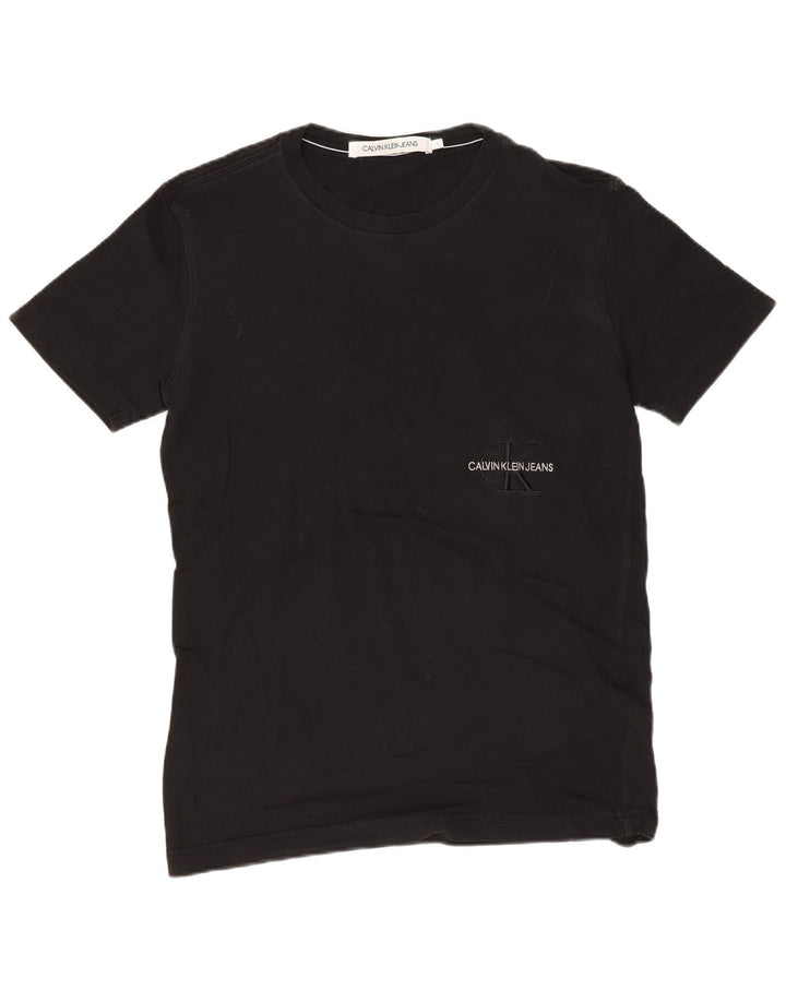 CALVIN KLEIN JEANS Mens Graphic T-Shirt Top Small Black Cotton