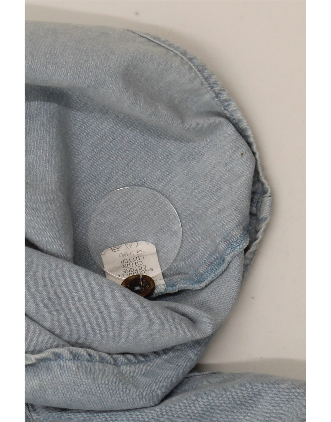 Vintage Mens Denim Shirt Large Blue Floral Cotton