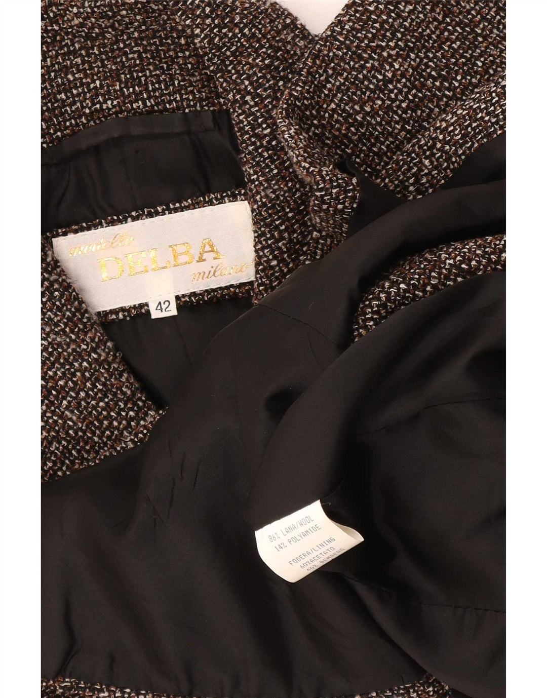 Delba Womens Double Breasted Blazer Jacket EU 42 Large Brown Flecked Wool
