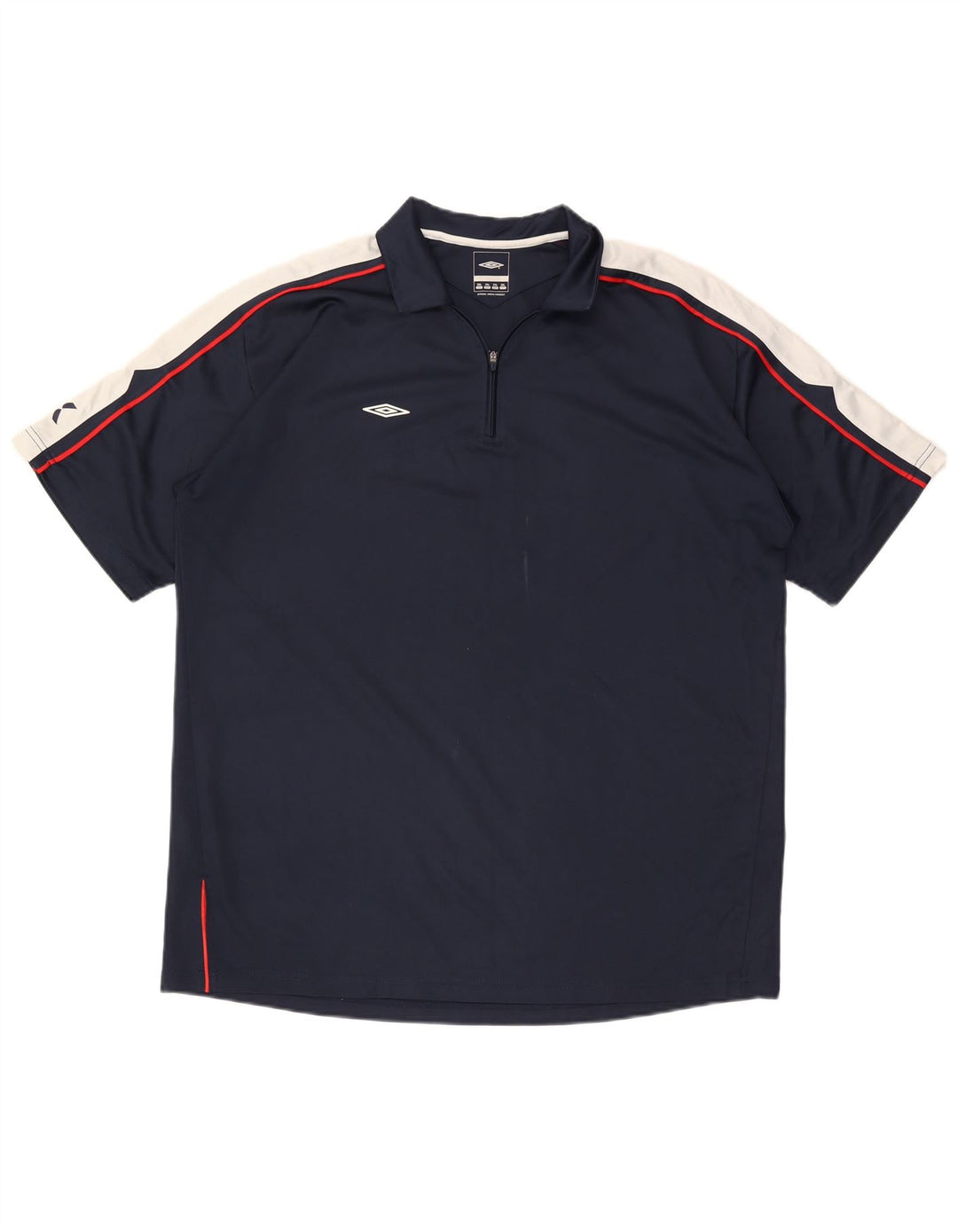 Umbro Mens Zip Neck Polo Shirt 2XL Navy Blue Colourblock Polyester