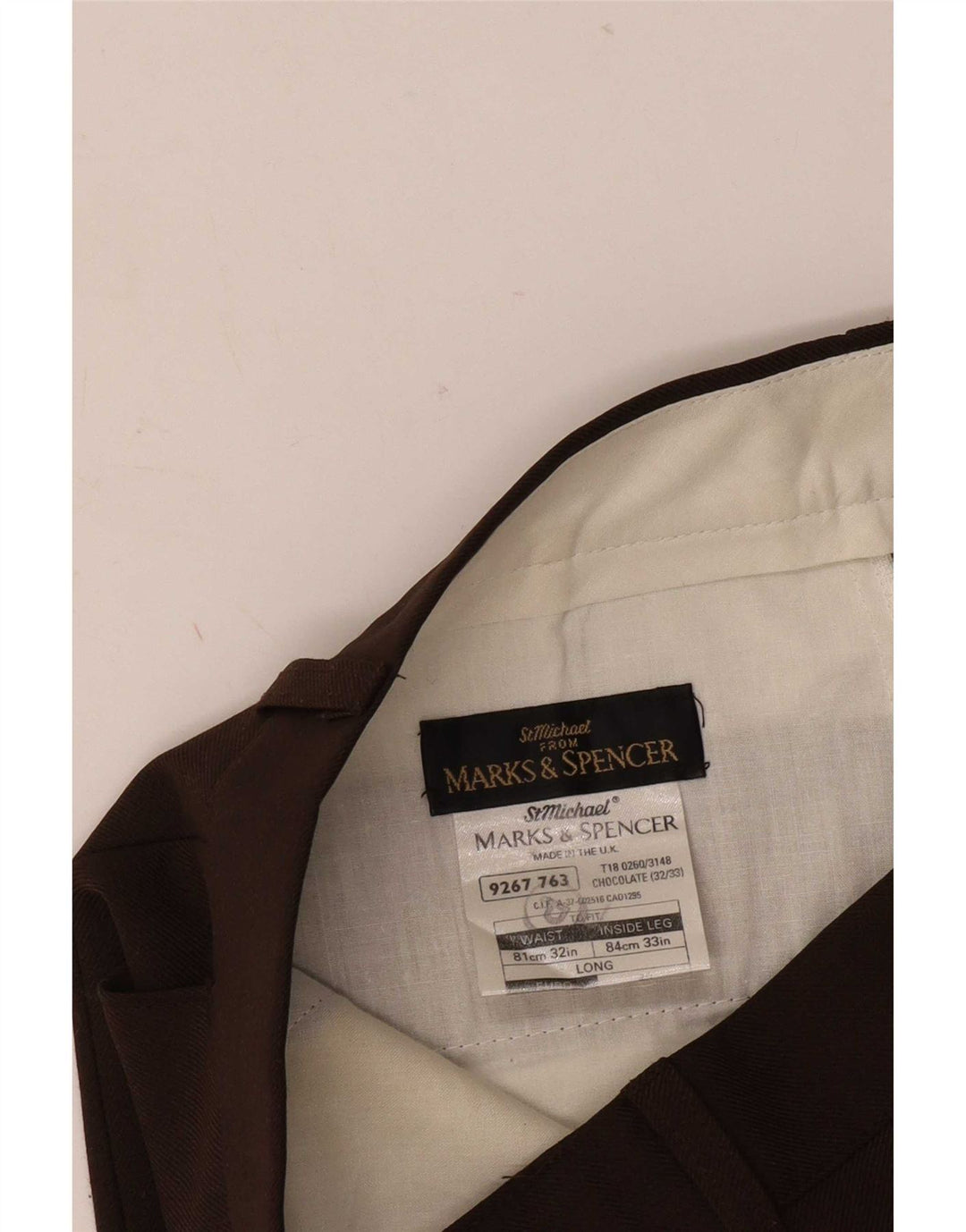 Marks & Spencer Mens Straight Casual Trousers W32 L26 Brown Polyester