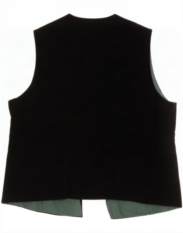Vintage Womens Velvet Waistcoat UK 18 XL Black