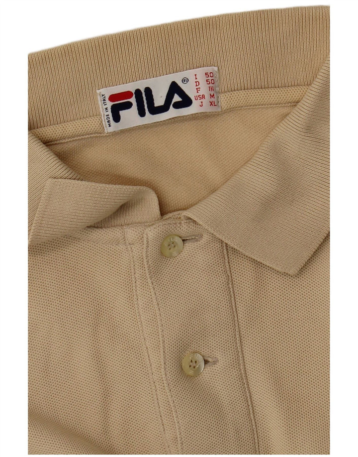 FILA Mens Long Sleeve Polo Shirt IT 50 Medium Beige