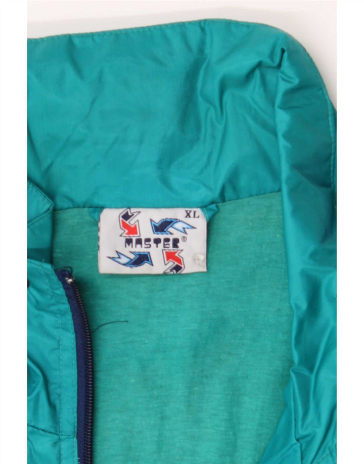 Master Mens Hooded Tracksuit Top Jacket XL Blue Colourblock Nylon