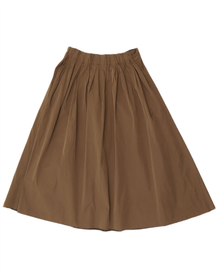 Zara Womens High Waist Flared Skirt XS W24 Khaki Polyester