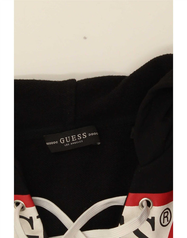 Guess Womens Graphic Hoodie Jumper UK 14 Medium Black