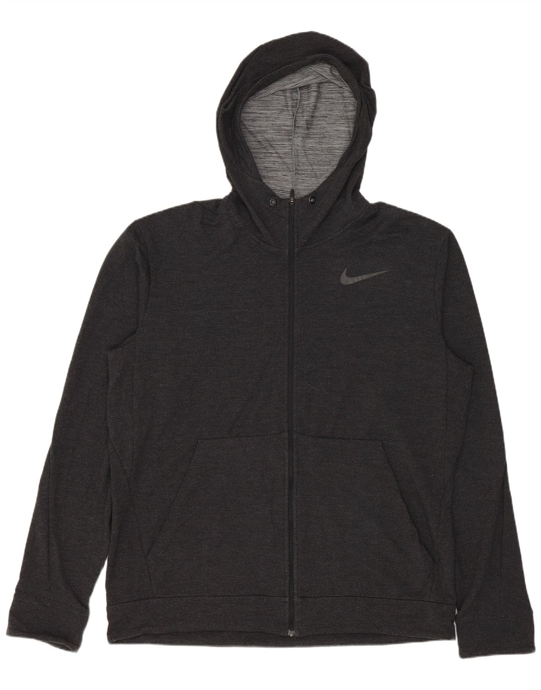 Nike Mens Dri Fit Zip Hoodie Sweater Large Grey Rayon