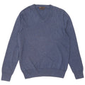 Marks & Spencer Mens V-Neck Jumper Sweater Medium Blue Cotton