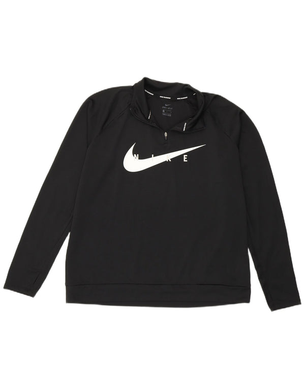 Nike Womens Dri Fit Graphic Pullover Tracksuit Top UK 16 Large Black