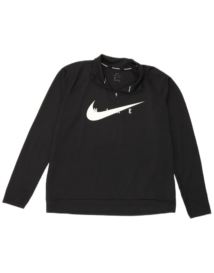 Nike Womens Dri Fit Graphic Pullover Tracksuit Top UK 16 Large Black