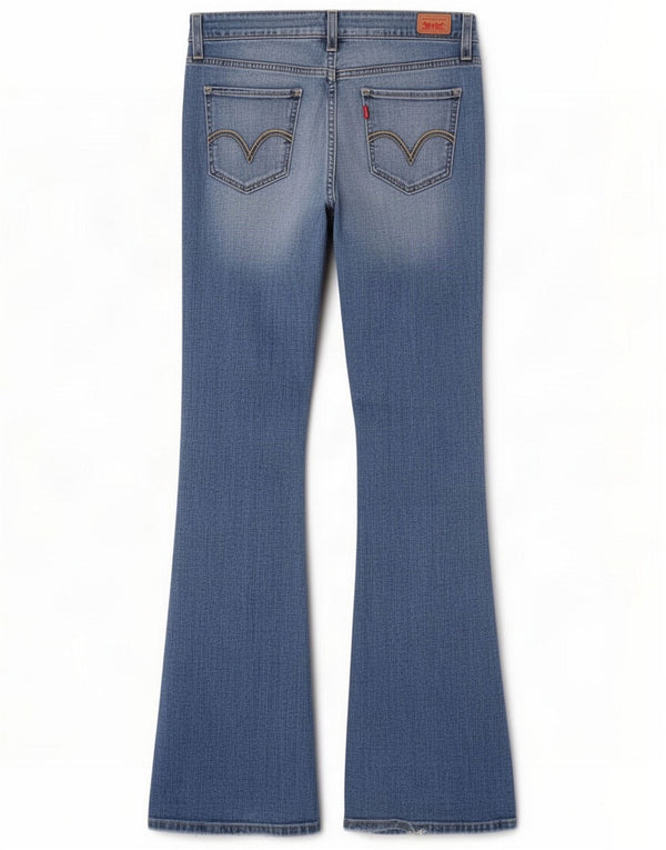 Levi's Womens 518 Super Low Bootcut Jeans US 7 Medium W30 L34 Blue Cotton