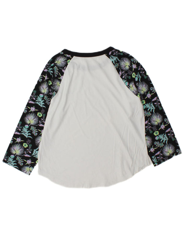 Vans Womens Top 3/4 Sleeve UK 14 Medium White Colourblock