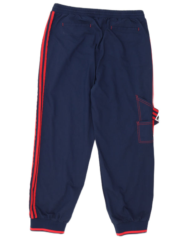 Adidas Womens Cargo Tracksuit Trousers Joggers UK 22 3XL Navy Blue Cotton