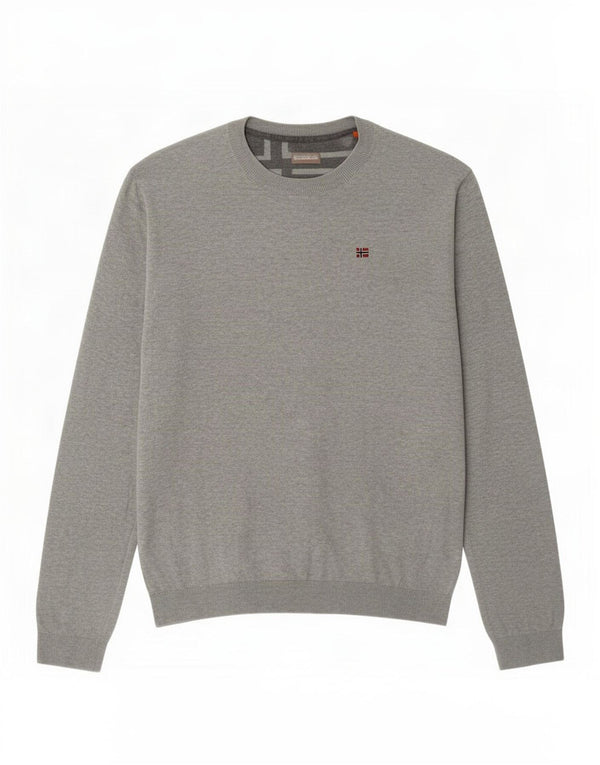 Napapijri Mens Geographic Crew Neck Jumper Sweater Medium Grey Flecked