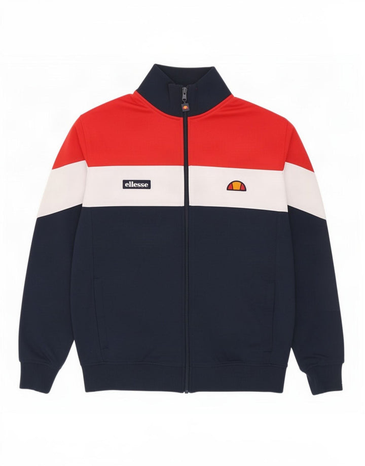 Ellesse Mens Tracksuit Top Jacket Medium Navy Blue Colourblock Cotton