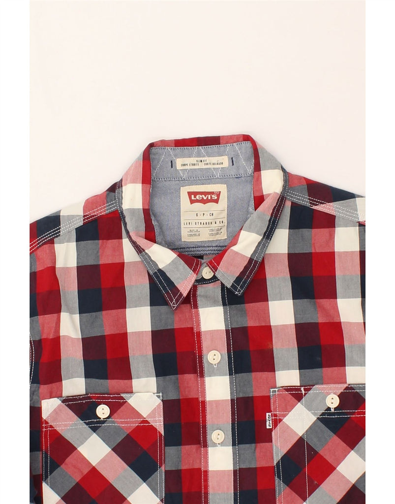 LEVI'S Mens Slim Fit Shirt Small Red Check Cotton Vintage Levi's and Second-Hand Levi's from Messina Hembry 