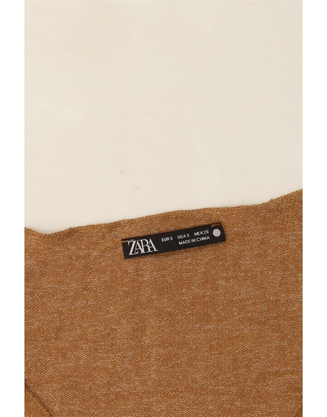 Zara Womens Top Long Sleeve UK 10 Small Beige Flecked