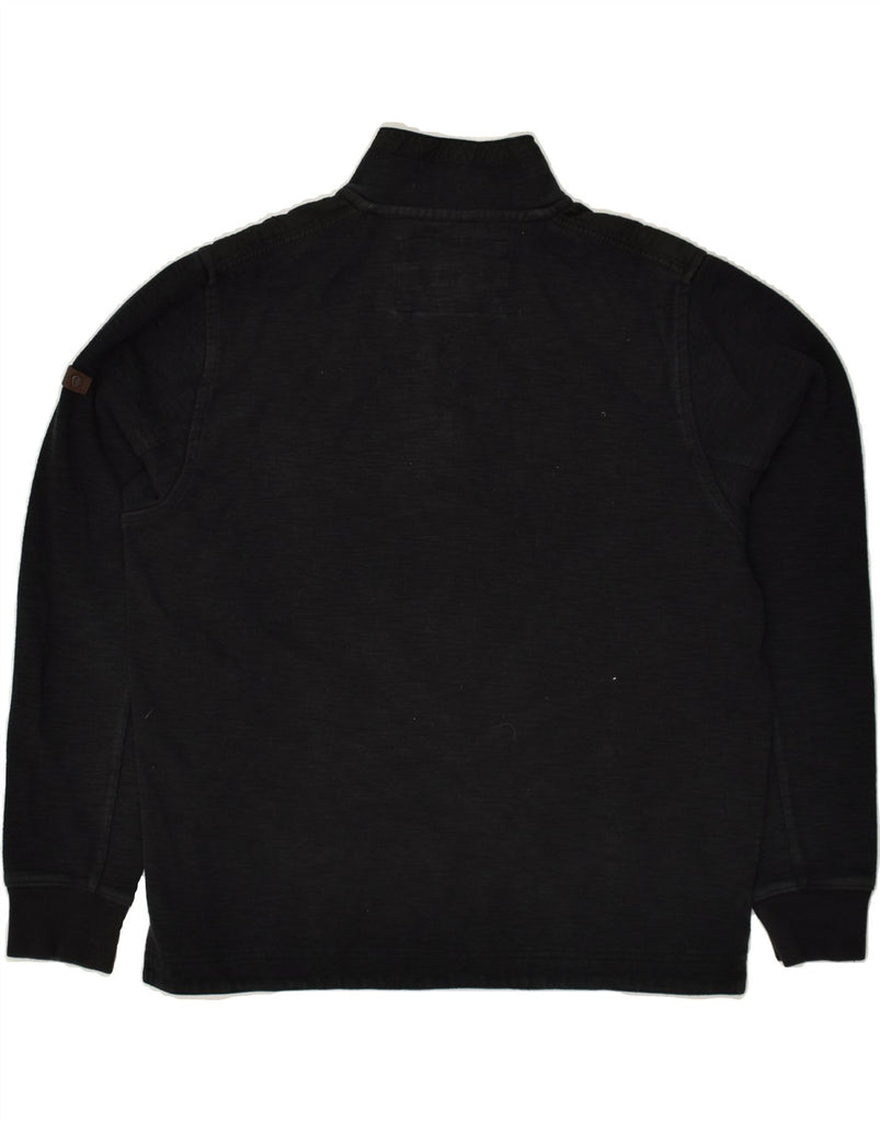 BEN SHERMAN Mens Button Neck Sweatshirt Jumper 2XL Black Cotton | Vintage Ben Sherman | Thrift | Second-Hand Ben Sherman | Used Clothing | Messina Hembry 