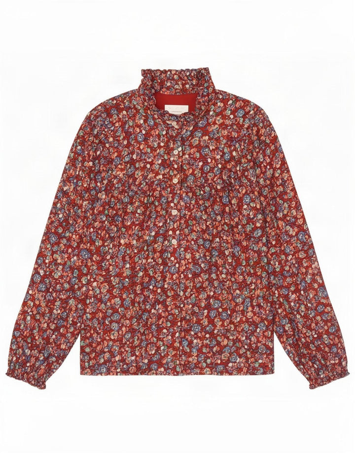 Anthropologie Womens Pullover Shirt UK 12 Medium Red Floral Viscose