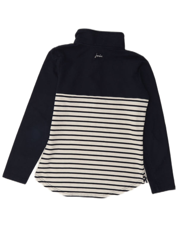 Joules Womens Zip Neck Sweatshirt Jumper UK 6 XS Navy Blue Striped Cotton