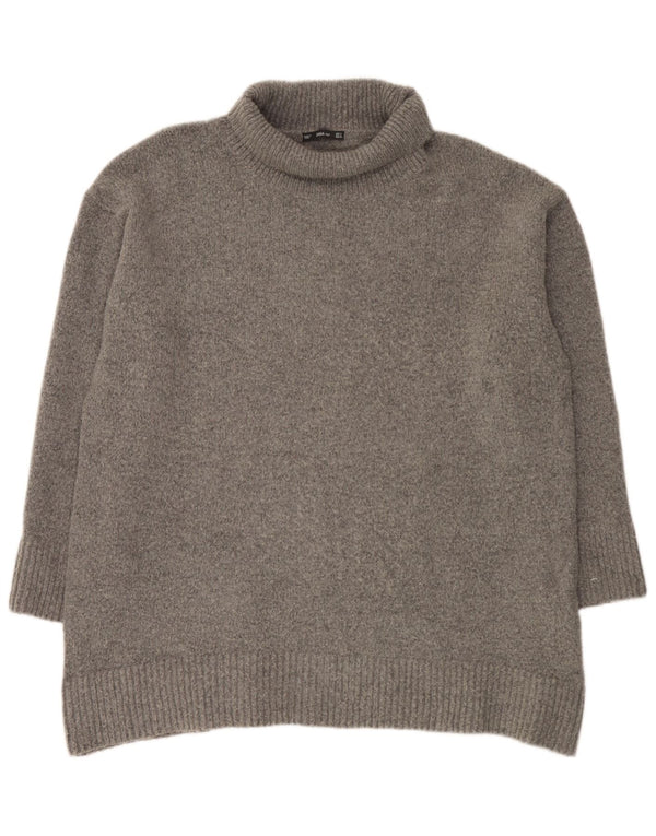 Zara Womens Oversized Roll Neck Jumper Sweater UK 10 Small Grey Acrylic