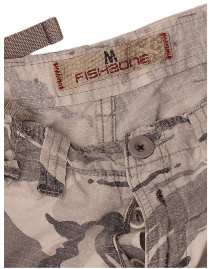 Fishbone Mens Joggers Cargo Trousers Medium W32 L31 Grey Camouflage Cotton