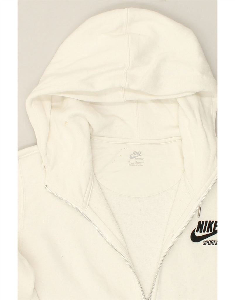 NIKE Womens Zip Hoodie Sweater UK 12 Medium White Cotton | Vintage Nike | Thrift | Second-Hand Nike | Used Clothing | Messina Hembry 