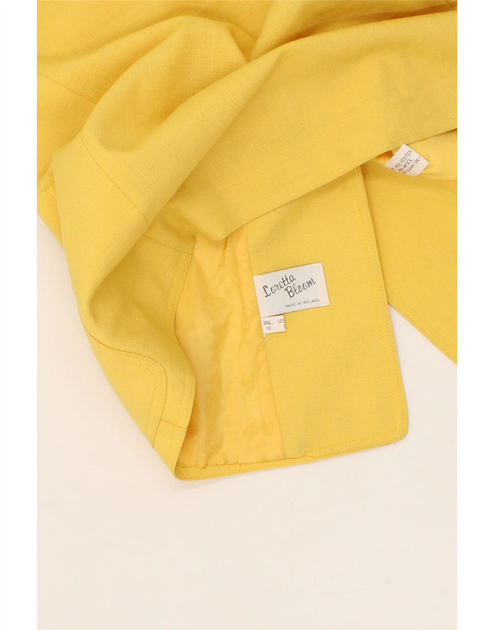 LORETTA BLOOM Womens Short Sleeve Blazer Jacket US 8 Medium Yellow Vintage Loretta Bloom and Second-Hand Loretta Bloom from Messina Hembry 