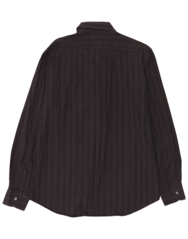 Calvin Klein Mens Slim Fit Shirt Size 43 17 XL Black Striped Cotton