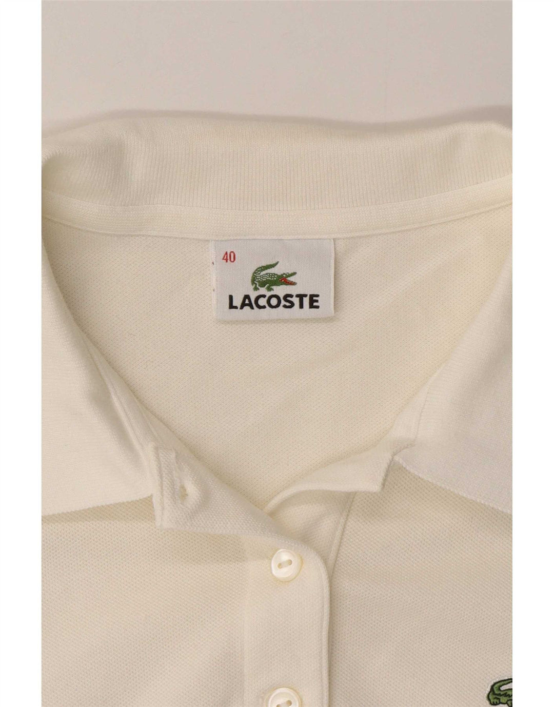 Lacoste Womens Long Sleeve Polo Shirt Size 40 Medium White Cotton
