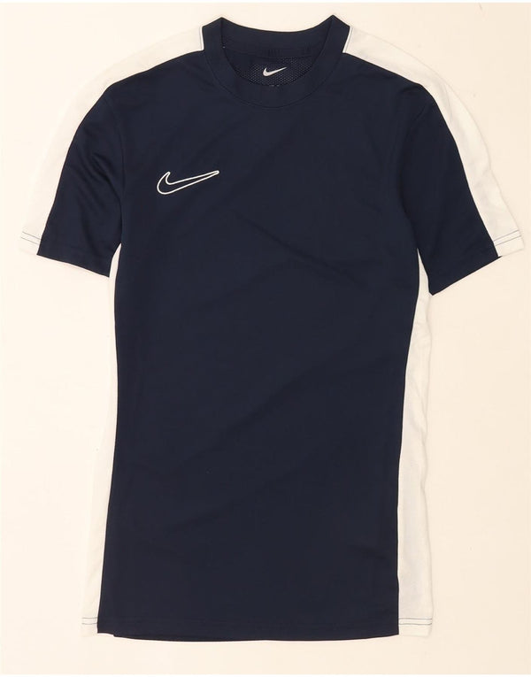 Nike Mens Dri Fit Slim T-Shirt Top XS Navy Blue Colourblock Polyester