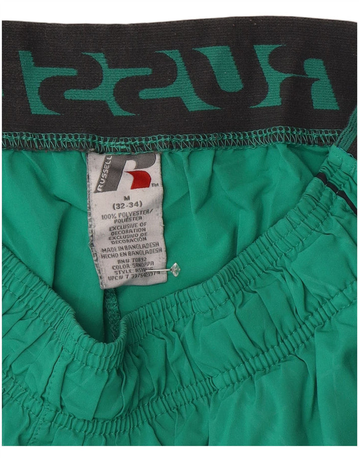 RUSSELL ATHLETIC Mens Graphic Sport Shorts Medium Green Geometric