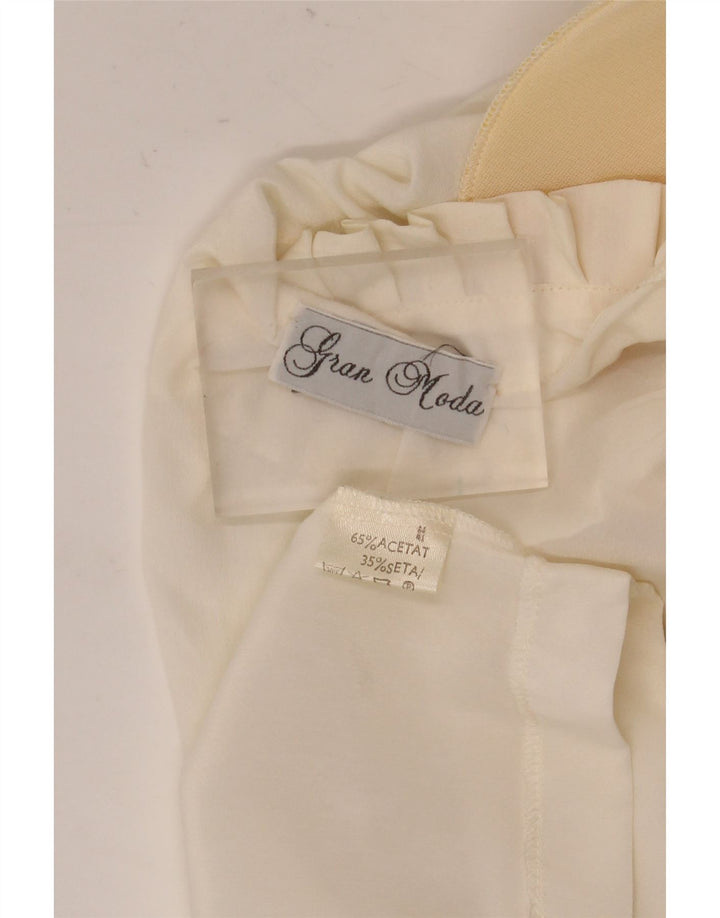 Vintage Womens Crop Short Sleeve Shirt Blouse IT 44 Medium Off White