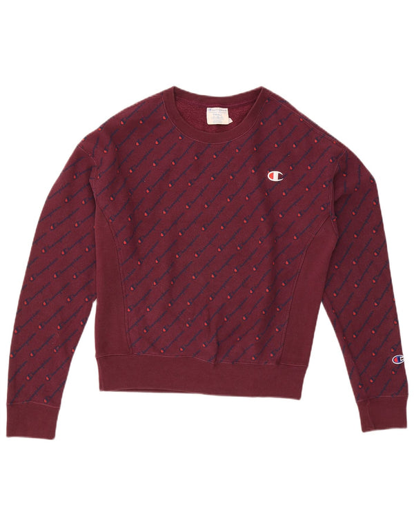 Champion Womens Graphic Oversized Sweatshirt Jumper UK 10 Small Burgundy