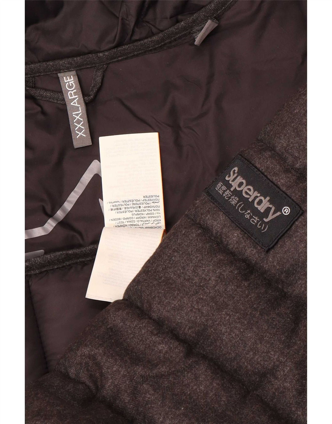 Superdry Mens Hooded Padded Jacket UK 46 3XL Grey Polyester
