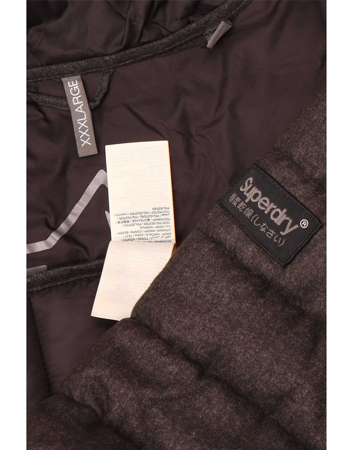 Superdry Mens Hooded Padded Jacket UK 46 3XL Grey Polyester