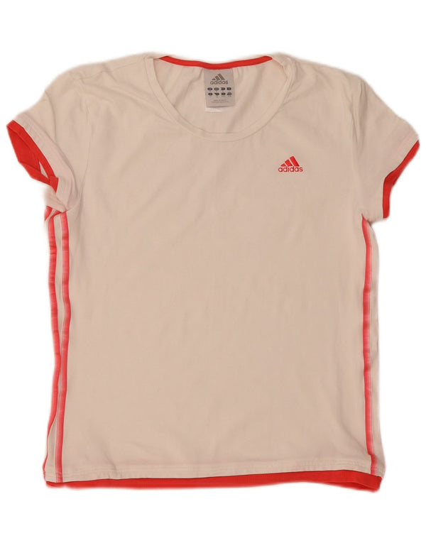 Adidas Womens T-Shirt Top UK 12 Medium White Colourblock Cotton