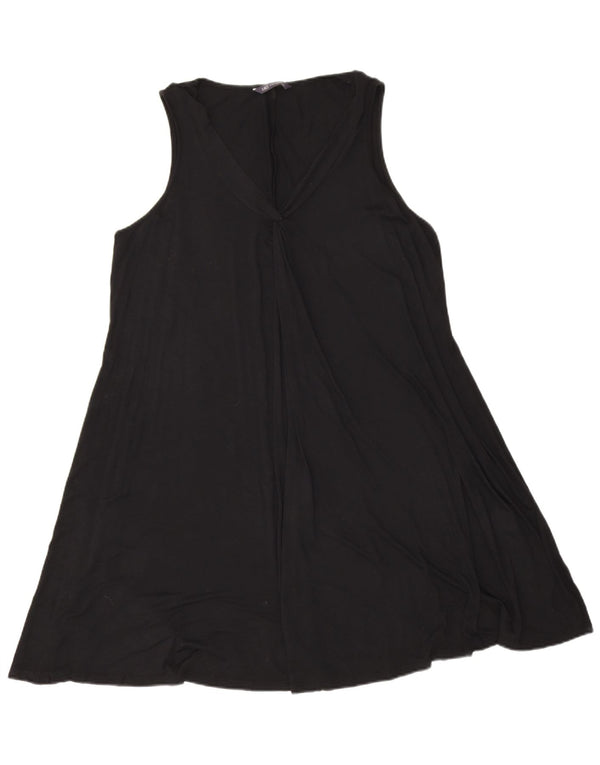 Marks & Spencer Womens Sleeveless A-Line Dress UK 16 Large Black Viscose