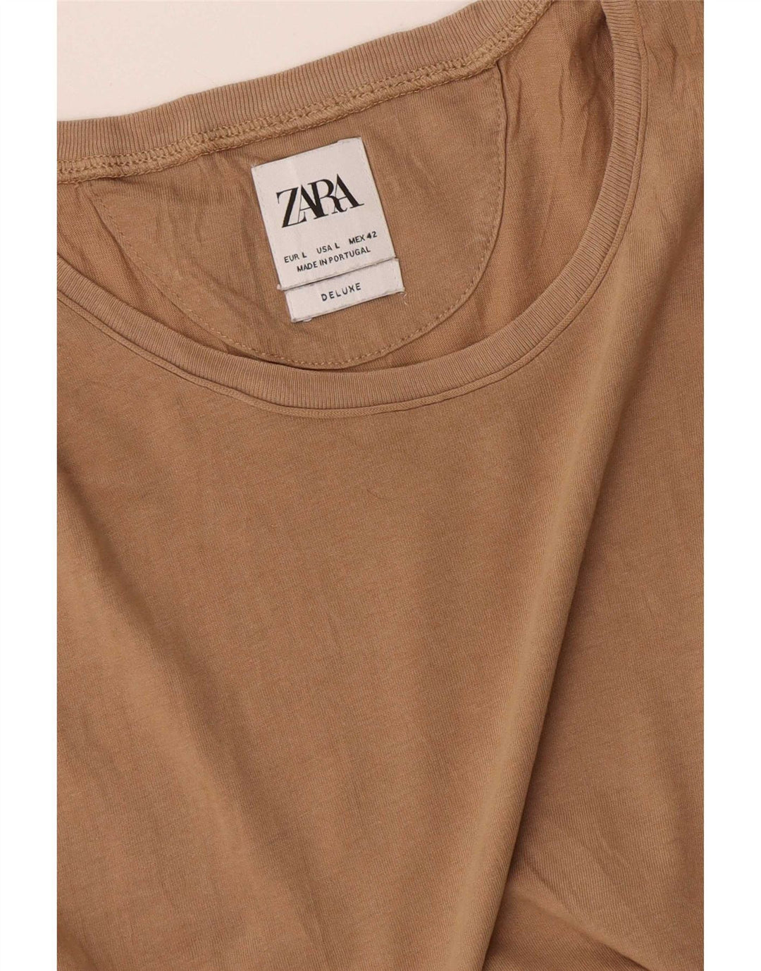 Zara Mens T-Shirt Top Large Beige