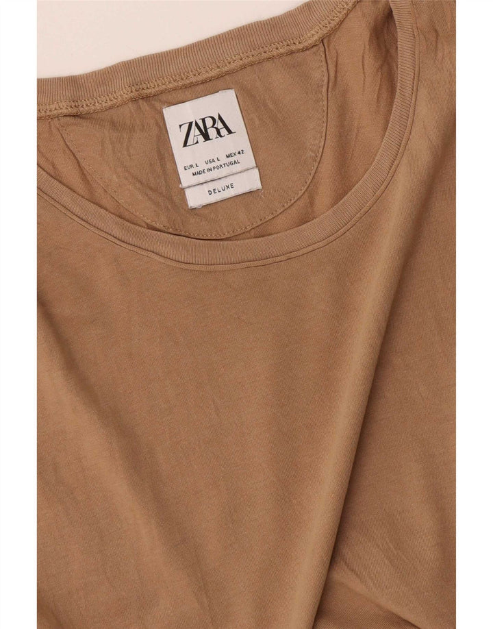 Zara Mens T-Shirt Top Large Beige
