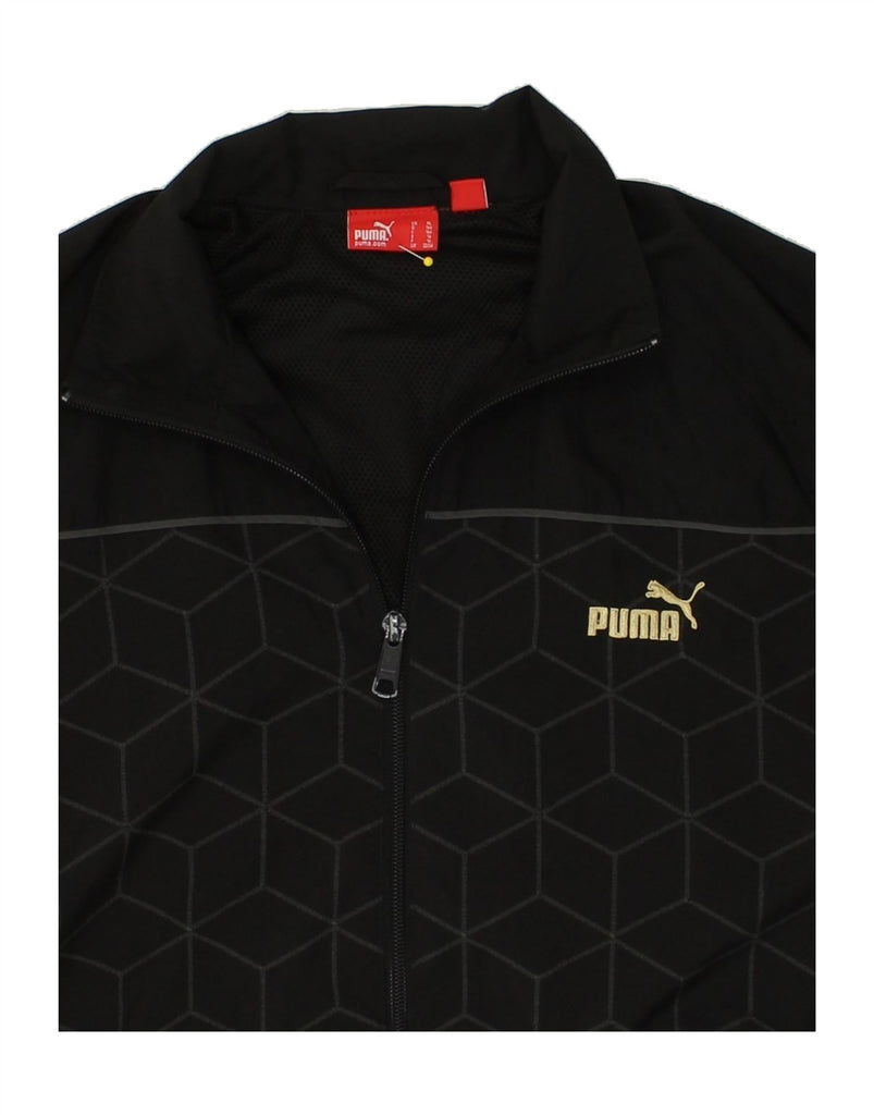 PUMA Boys Graphic Tracksuit Top Jacket 13-14 Years XL Black Geometric | Vintage Puma | Thrift | Second-Hand Puma | Used Clothing | Messina Hembry 