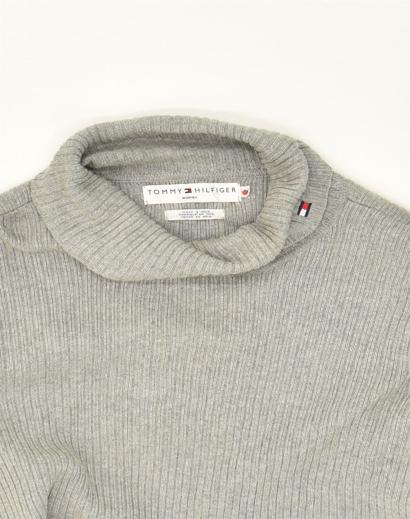 TOMMY HILFIGER Womens Roll Neck Jumper Sweater UK 18 XL Grey Cotton | Vintage Tommy Hilfiger | Thrift | Second-Hand Tommy Hilfiger | Used Clothing | Messina Hembry 