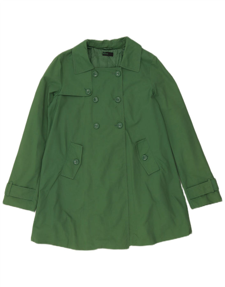 Benetton Womens Trench Coat IT 44 Medium Green Cotton