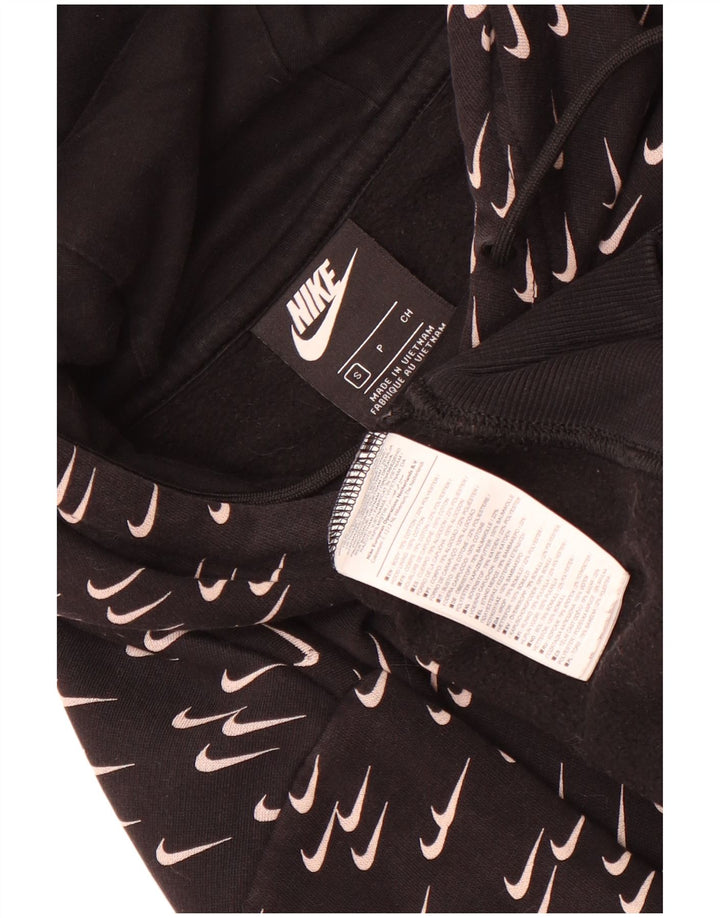 Nike Womens Graphic Oversized Hoodie Jumper UK 10 Small Black Cotton
