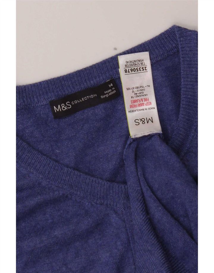 Marks & Spencer Womens Cardigan Sweater UK 14 Medium Blue Viscose