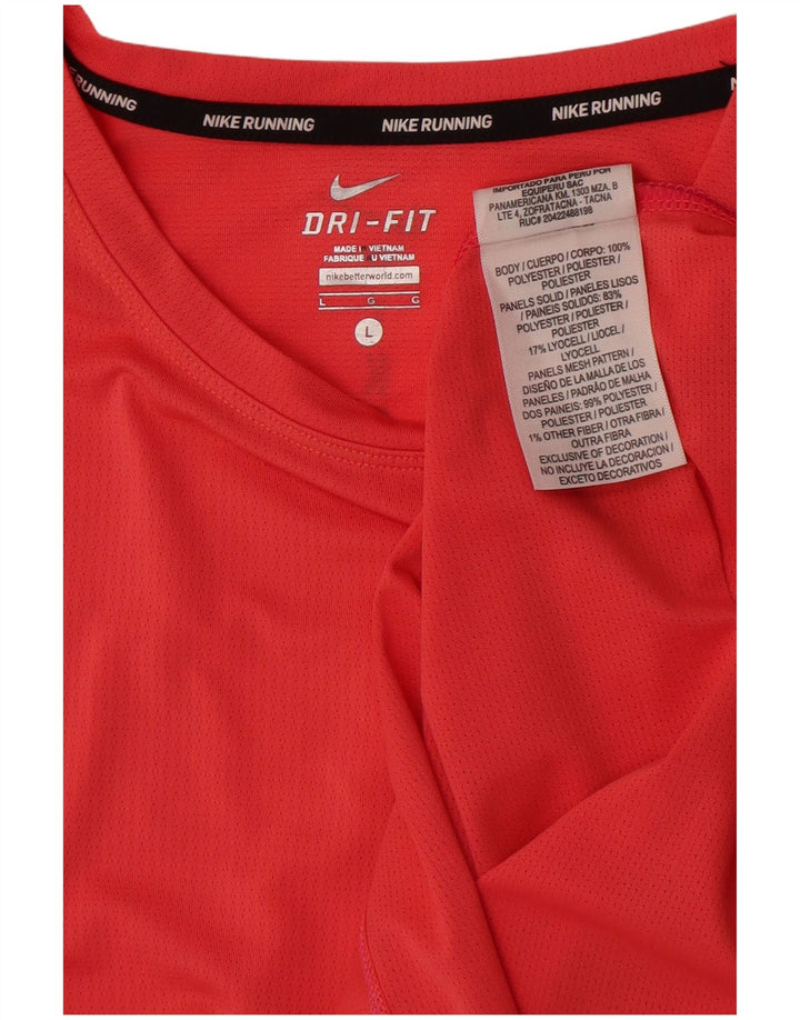 Nike Womens Dri Fit Crop T-Shirt Top UK 14 Large Pink Polyester