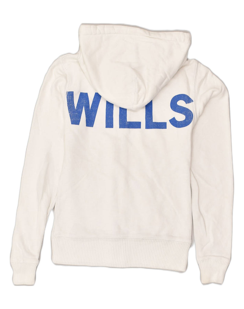 JACK WILLS Womens Graphic Zip Hoodie Sweater UK 8 Small White Cotton | Vintage Jack Wills | Thrift | Second-Hand Jack Wills | Used Clothing | Messina Hembry 