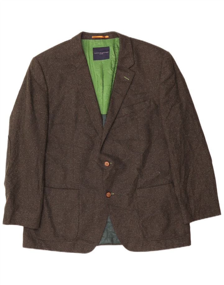 Tommy Hilfiger Mens Tailored 2 Button Blazer Jacket EU 56 3XL Khaki Flecked